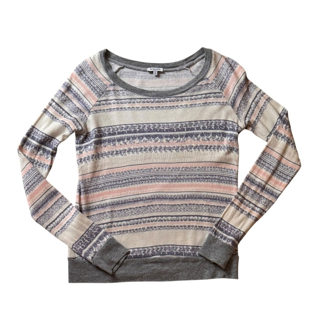 Splendid Long Sleeve Thermal Top Multicolor‎ Striped Size Small Soft
